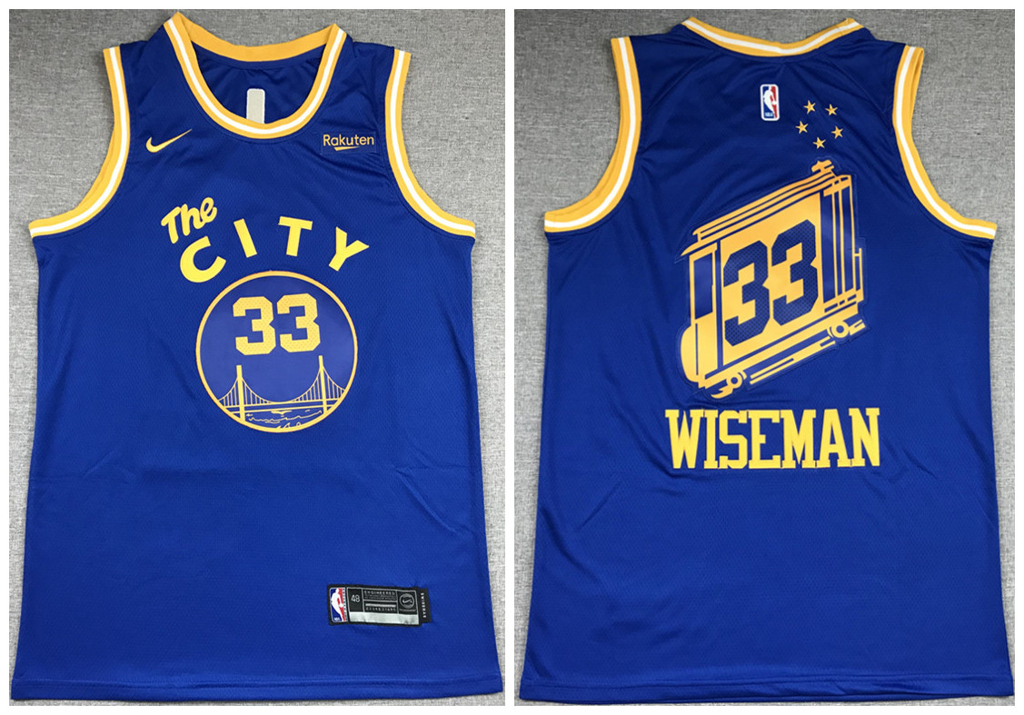 Men's Golden State Warriors #33 James Wiseman Blue NBA 2020-21 Dri-FIT Hardwood Classic Stitched Jersey Men's Golden State Warriors #33 James Wiseman Blue NBA 2020-21 Dri-FIT Hardwood Classic Stitched Jersey